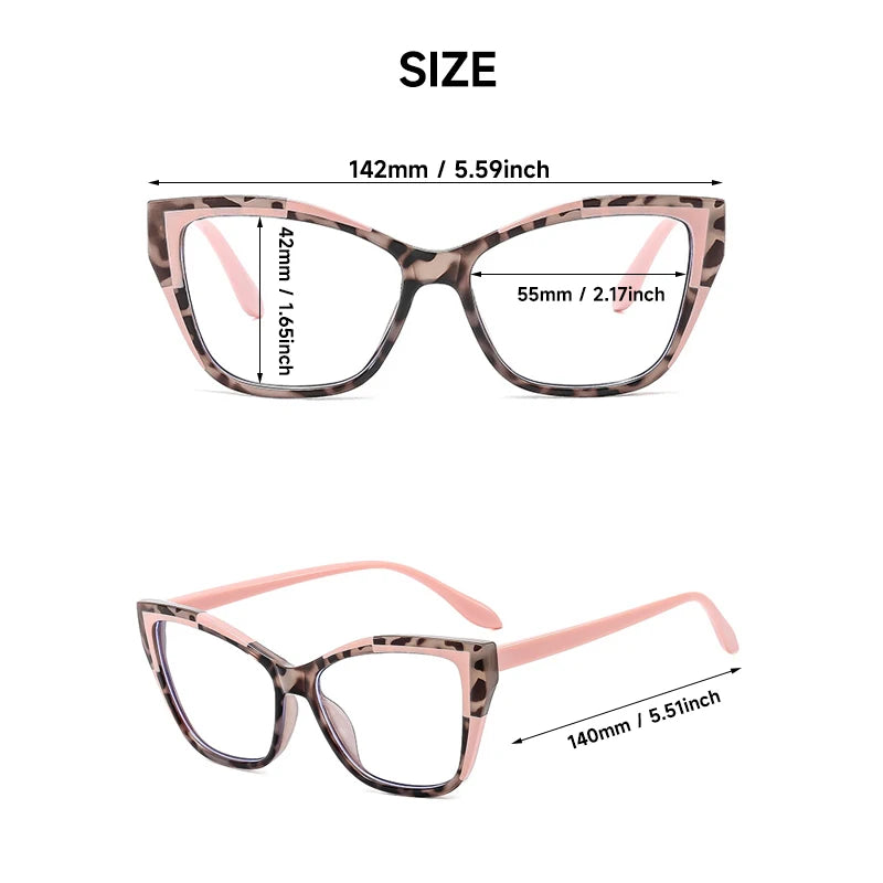 Fashion Cat Eye Reading Glasses for Women – Anti Blue Light Blocker Eyeglasses, Double Color Frame Computer Readers
