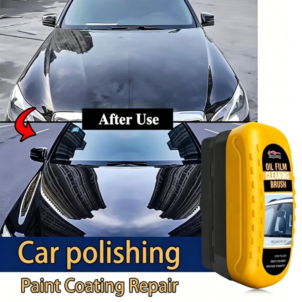 Portable Car Glass Cleaner Brush - Effortless Oil Film Removal for Clear, Streak-Free Windshields