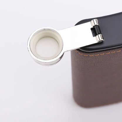 6/8oz Portable Hip Flask – Brown Leather Covered Stainless Steel Flask for Whiskey & Alcohol, Men's Gift