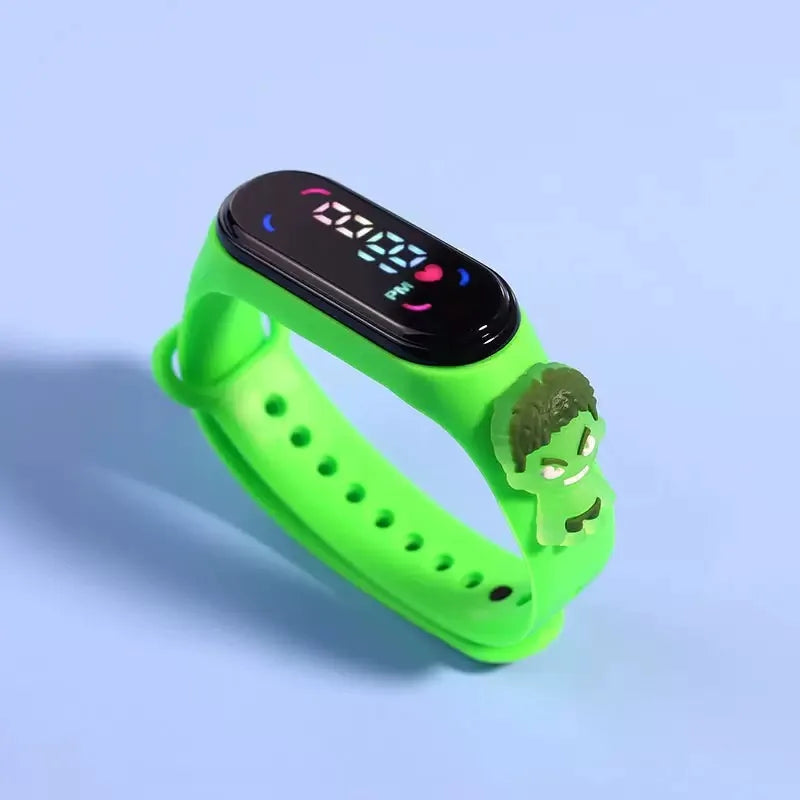 Kids’ Fashion Mickey & Spiderman Watch — Girls’ Electronic LED Sports Bracelet, Touch Screen Waterproof Kids Watch