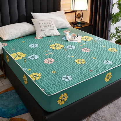 Waterproof Thick Quilted Mattress Cover — Latex Pad, Skin-Friendly Fitted Sheet Protector, 150/160/180x200cm