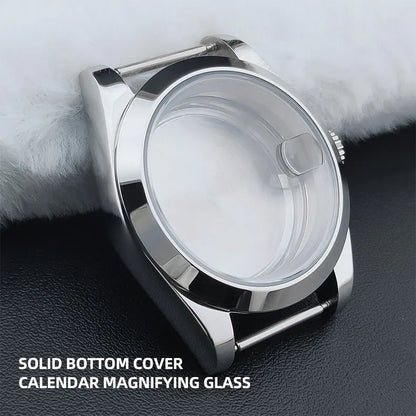 Neiton 36mm/39mm Silver Watch Case - Sapphire, Bevel Edge, 316L Stainless Steel for NH35, NH36, NH34 Movements