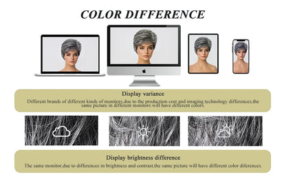 Short Pixie Cut Grey Human Hair Wig – 8 Inch Layered Fashion Wig for Women, Daily Use, Machine Made