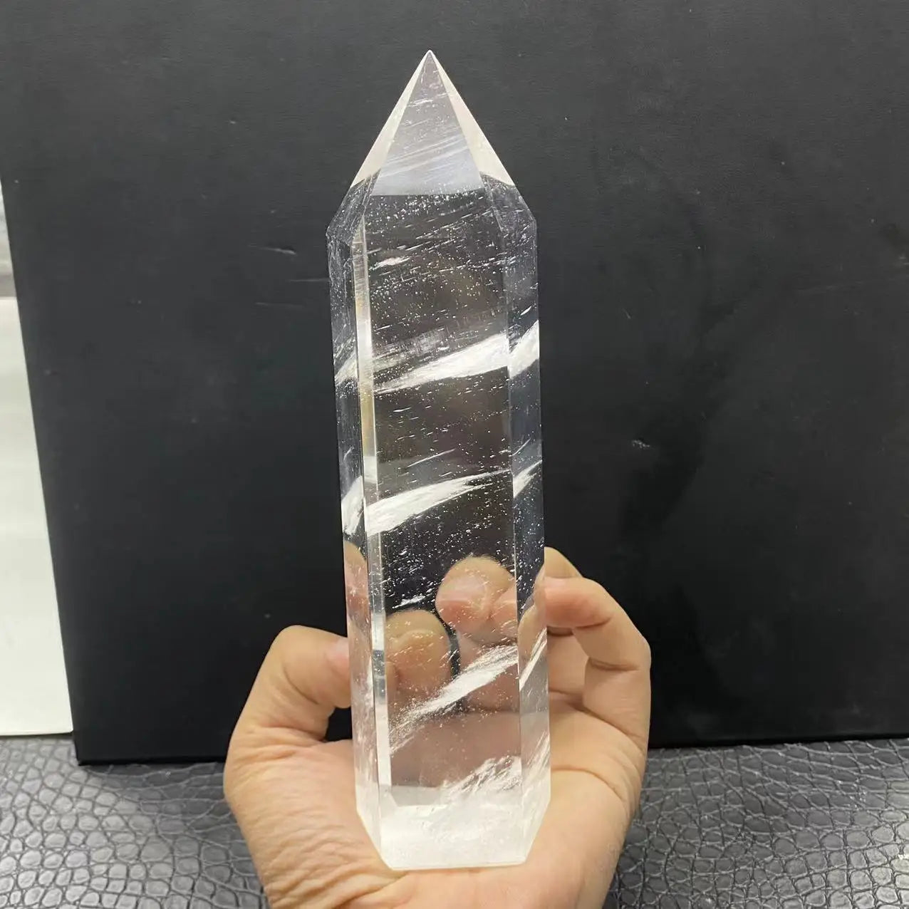 Large Clear Quartz Obelisk Crystal Wand – Healing Feng Shui Point for Home Decoration and Crystal Therapy