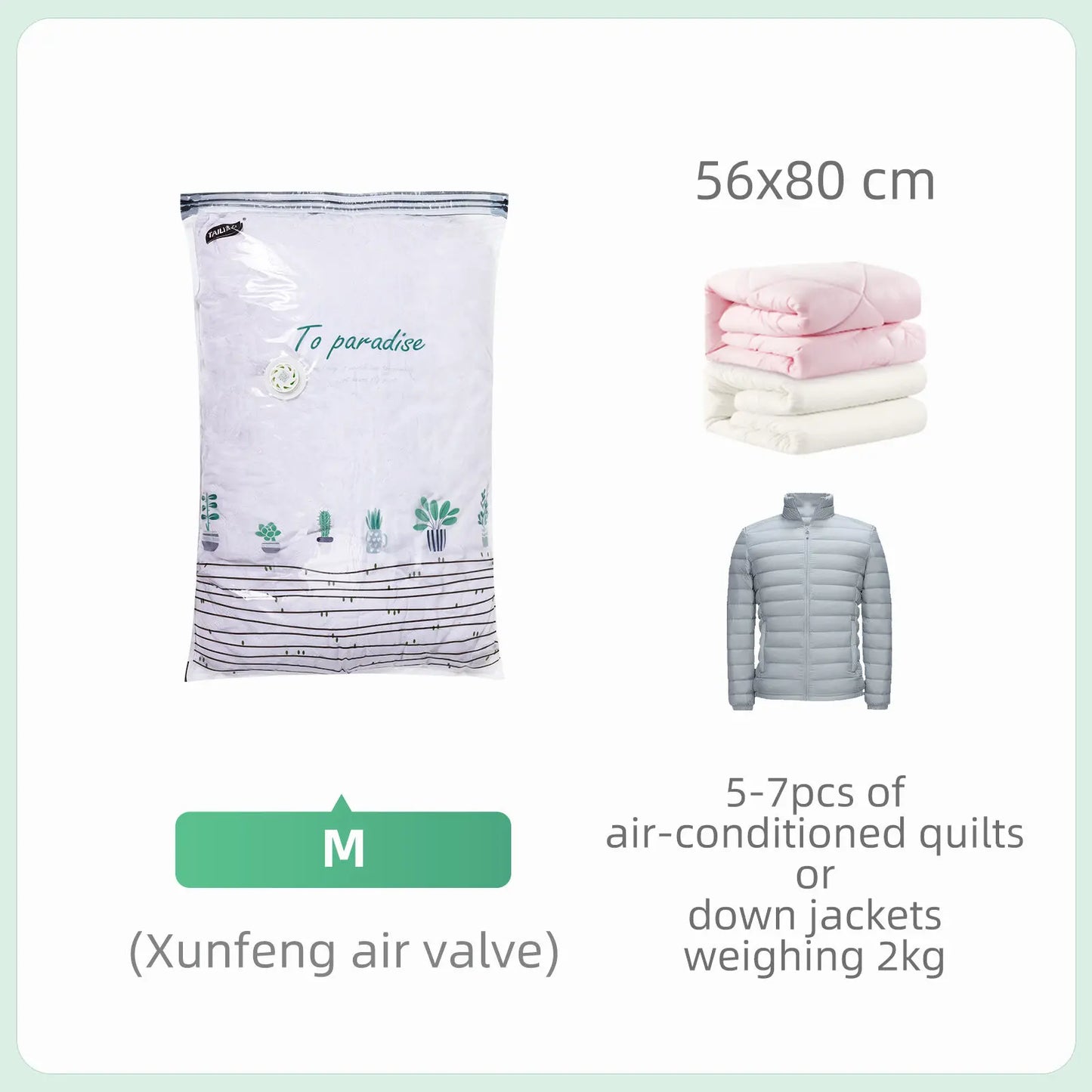 TAILI Large Cubic Vacuum Storage Bags – Plastic Compression Bags for Clothes, Blankets & Travel Packing