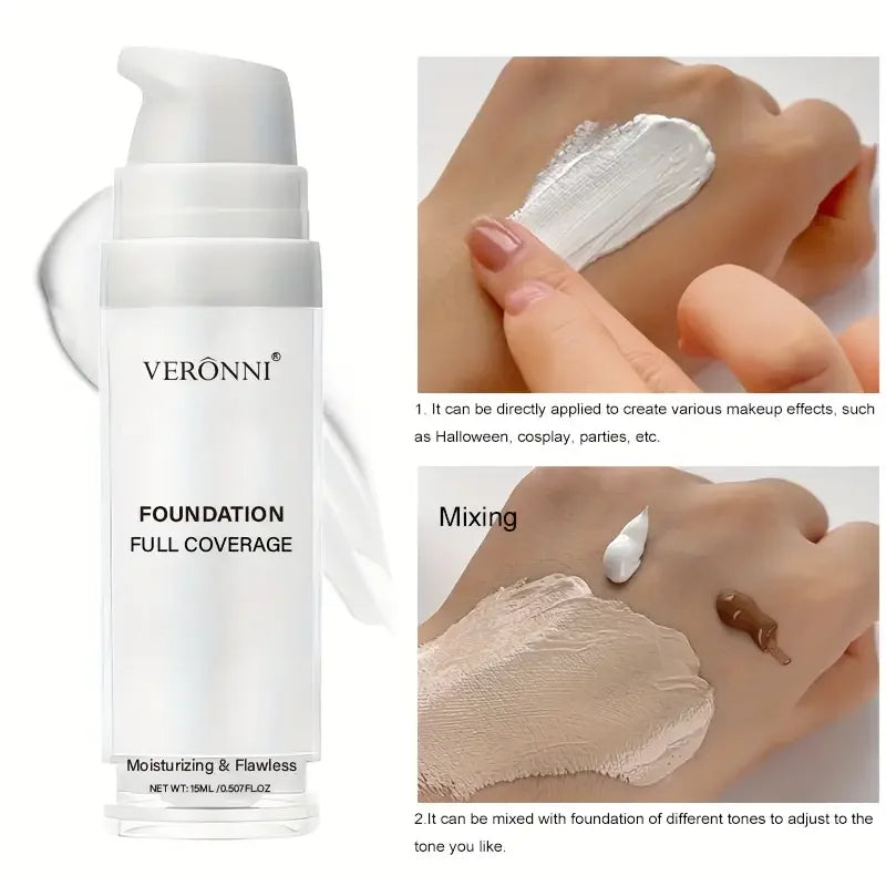 White Liquid Foundation - Full Coverage Long-Lasting Matte Makeup for Goth Looks and Cosplay