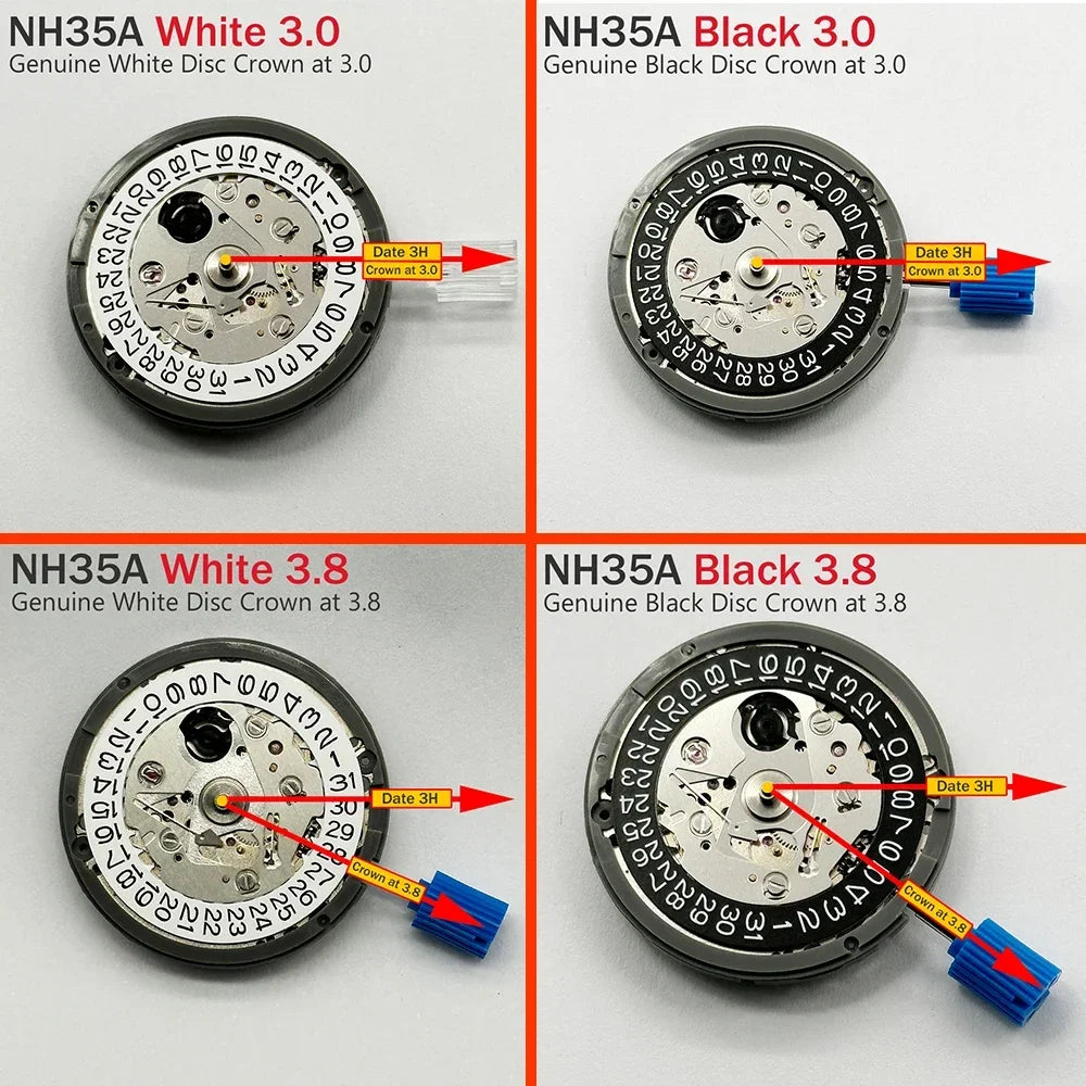 NH35A Premium Automatic Movement – 24 Jewels, White Date Wheel, Self-Winding & High Accuracy Replacement