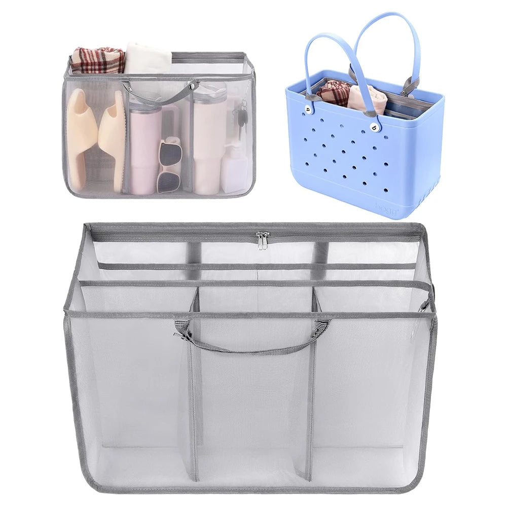 Beach Tote Organizer Insert – Lightweight Mesh Divider for XL Bogg Bags, Sandproof Multi-Compartment Storage Accessory