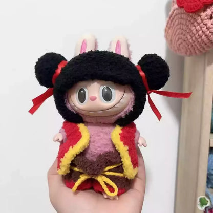 Labubu 17cm Heartbeat Macaron Monkey Toy – Stand-Up Dress-Up Jacket & Pants Suit