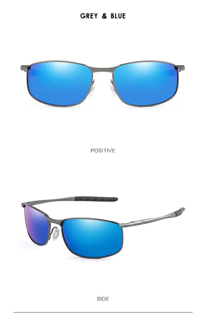 Photochromic Men’s Polarized Sunglasses – Metal Square Frame, UV400 Protection for Driving, Sports & Cycling
