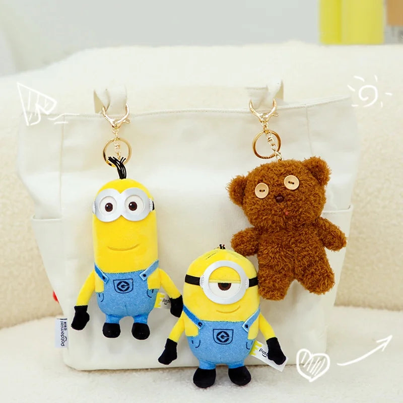 Cartoon Anime Minions Plush Keychain – Stuffed Animal Bag Hanging Toy, Perfect Gift for Kids