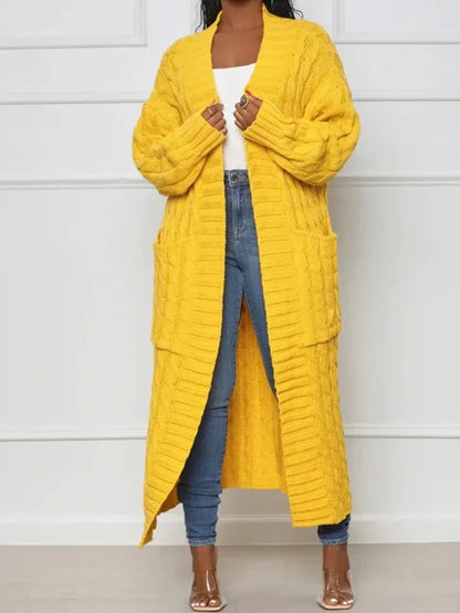 Knit Cardigan for Women – Long Green Crochet Jacket, Loose Long Sleeve Autumn/Spring Winter Sweater, 2023 Warm Jumper Coat