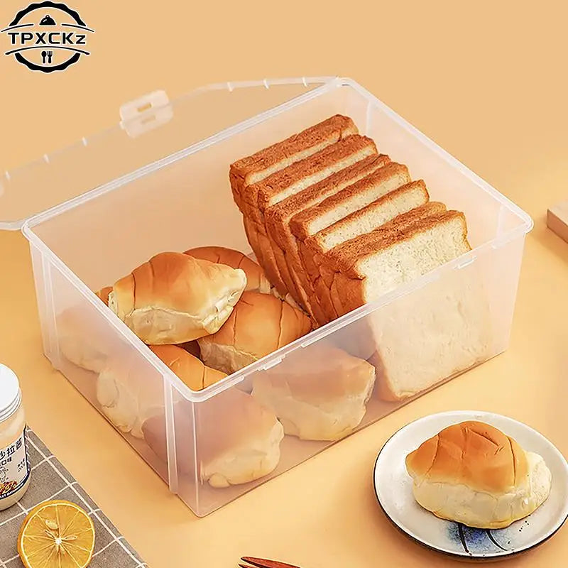 Airtight Bread Storage Box – Clear Kitchen Container for Bread, Cake & Baking, Refrigerator Safe