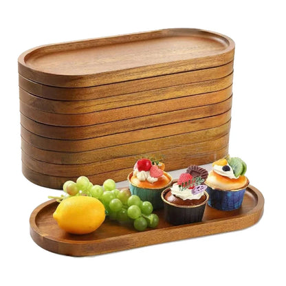 Solid Wood Round Dessert Plate – Japanese-Style Wooden Tray for Snacks, Dried Fruit & Tableware