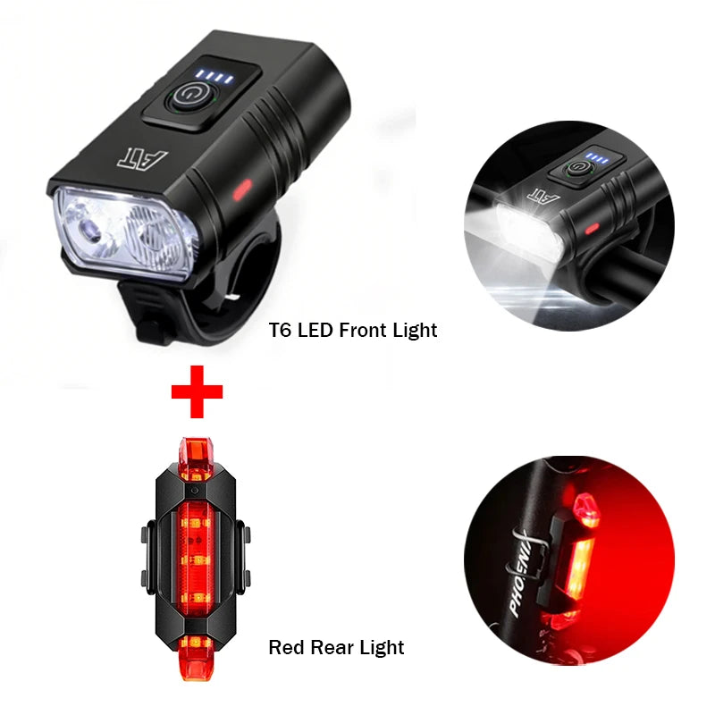 LED Bicycle Front Light - Type-C Rechargeable MTB Road Bike Headlamp, Easy-Install Cycling Accessory