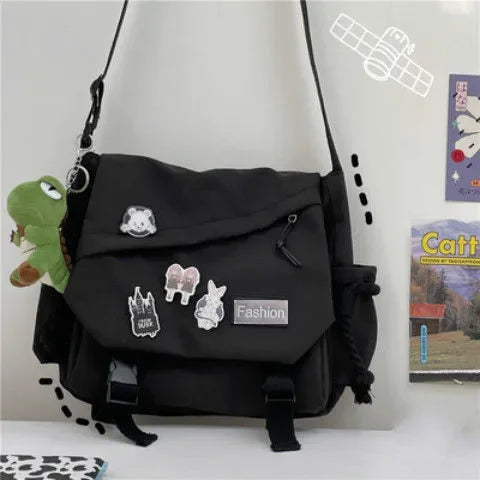 Youth Fashion Nylon Crossbody Bag – Large Capacity Canvas Shoulder Messenger School Bag for Women & Girls