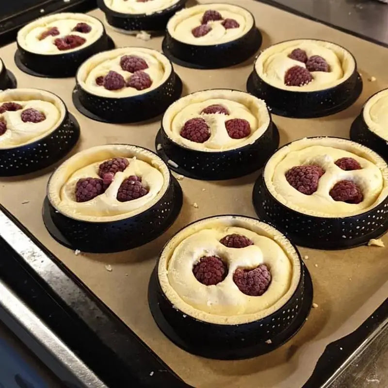 DIY Tart Ring Set: Perforated Cake Mold for French Desserts - Mousse Circle Cutter, Pastry Decorating Tools - Available in 4pcs, 6pcs, 8pcs, or 10pcs