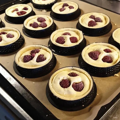 DIY Tart Ring Set: Perforated Cake Mold for French Desserts - Mousse Circle Cutter, Pastry Decorating Tools - Available in 4pcs, 6pcs, 8pcs, or 10pcs