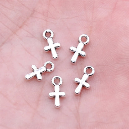 40Pcs Alloy Cross Charms - 10x6mm DIY Jewelry Pendants for Bracelets, Necklaces & Crafts
