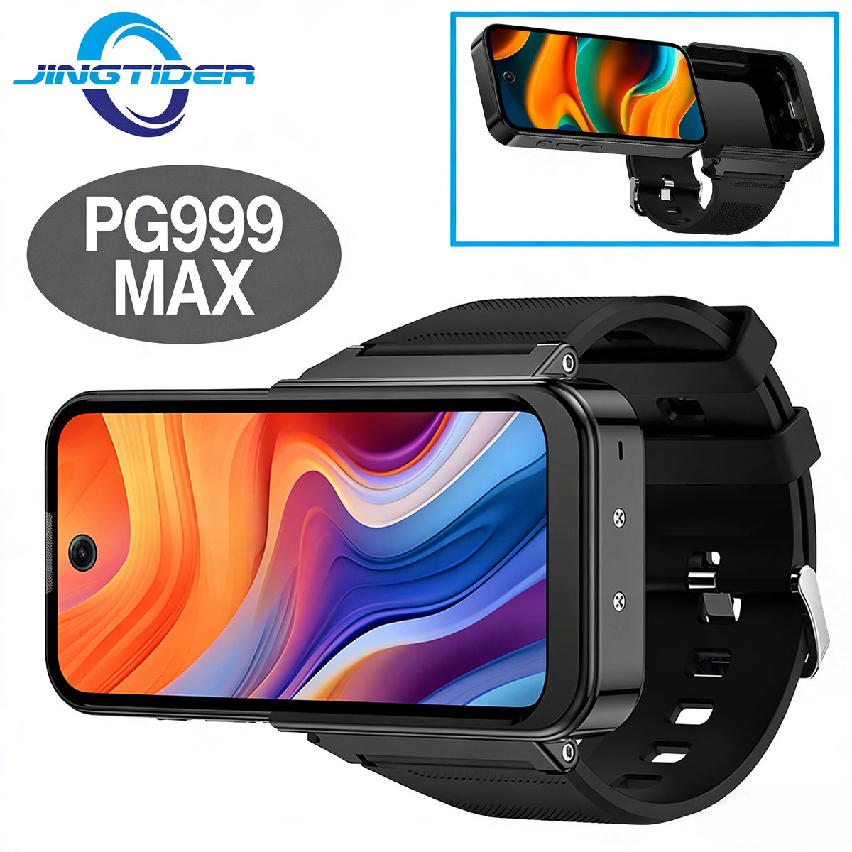 PG999 Max Android 12 4G Smartwatch - 3.97" HD Detachable Screen Phone with Dual SIM, WiFi & GPS