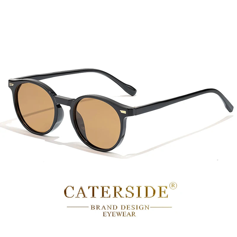 CATERSIDE Retro Polarized Round Sunglasses — TR90 & Acetate Vintage Shades for Men & Women, Punk Style Driving & Travel Sun Glasses