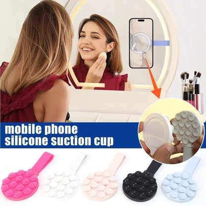 Multi-Functional Magnetic Phone Holder – Silicone Suction Cup Portable Handheld Stand for MagSafe iPhone 12–16 Mount Grip Bracket