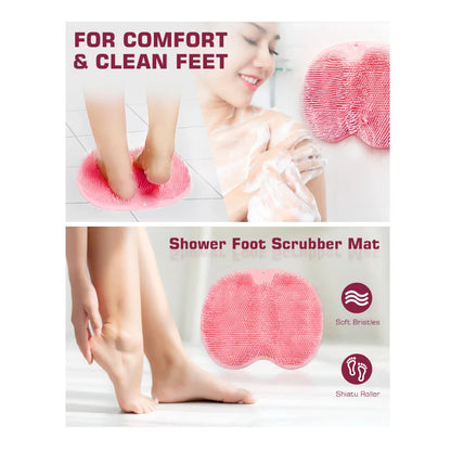 Shower Foot Scrubber Mat – Wall-Mounted Exfoliating Bath Wash Pad with Suction Cups, Back Washer for Men & Women