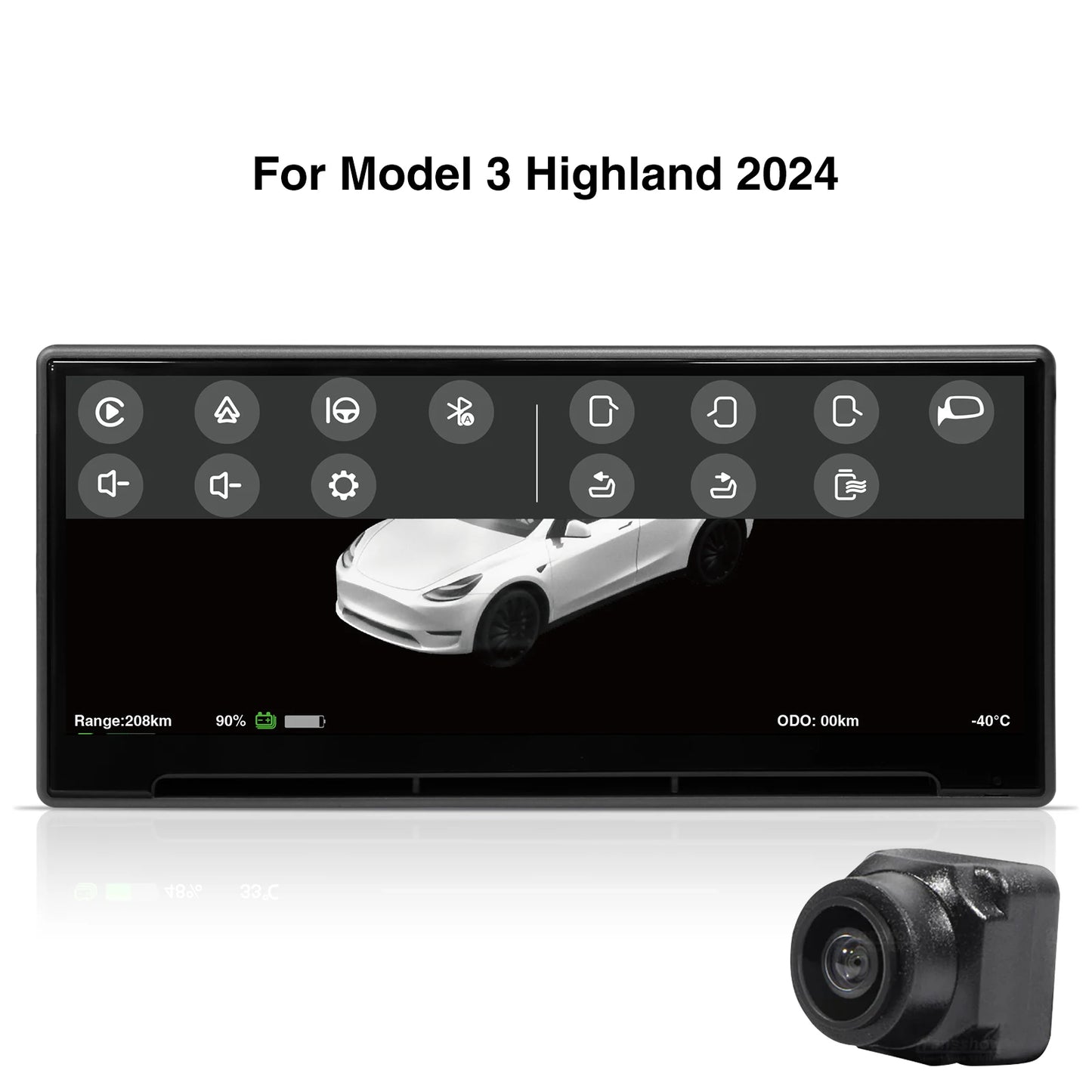 CATRONICS Head-Up Display for Tesla Model 3/Y – 8.9-Inch Linux System with CarPlay, Energy Consumption & Driving Data Detection