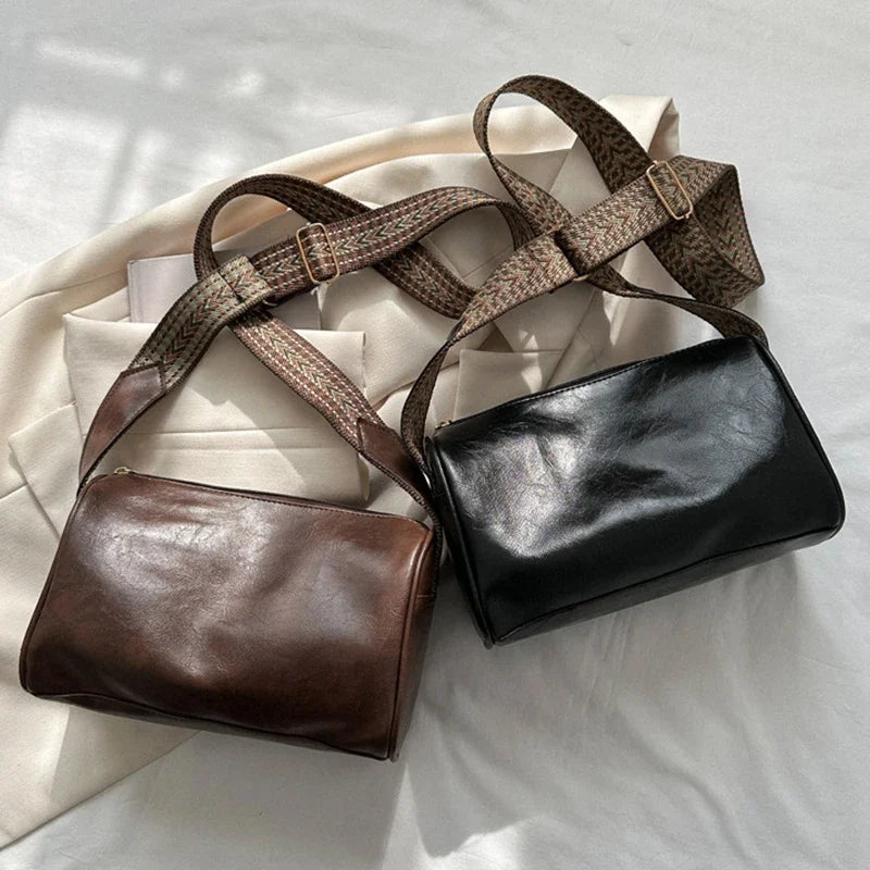 Vintage PU Leather Boston Handbag – Small Women’s Crossbody Purse for Casual Travel & Fashion