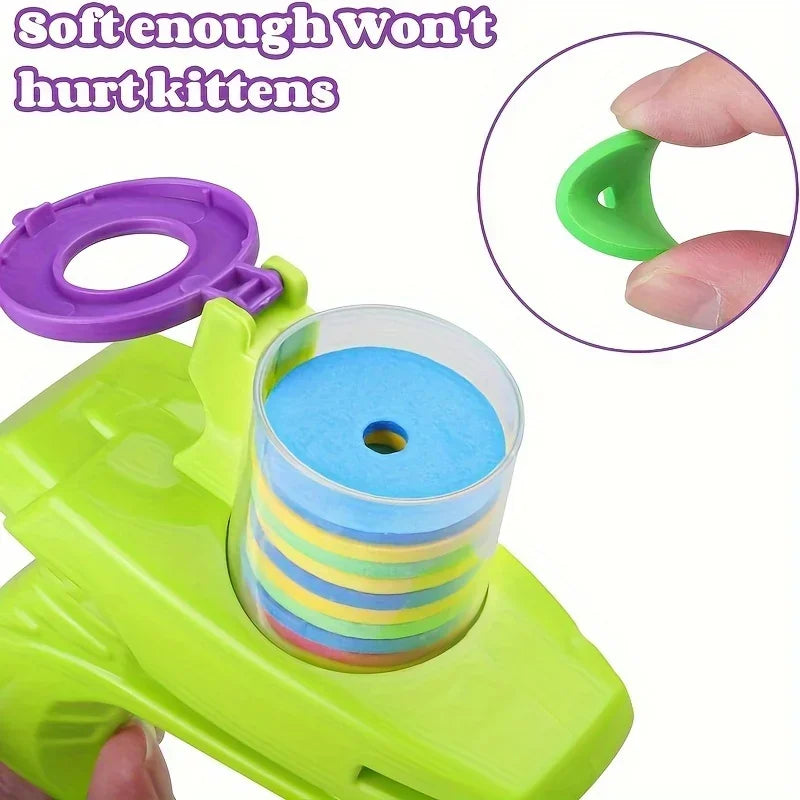 Cat & Dog Toy Set – Colorful Flying Discs with Launcher for Interactive Indoor & Outdoor Pet Training