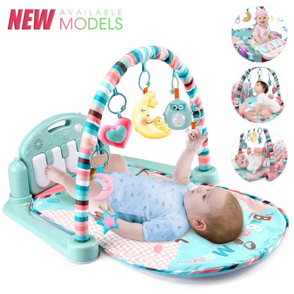 Baby Fitness Play Gym - Newborn Piano Activity Mat with Music, Crawling Blanket & Early Education Toys 0-36 Months