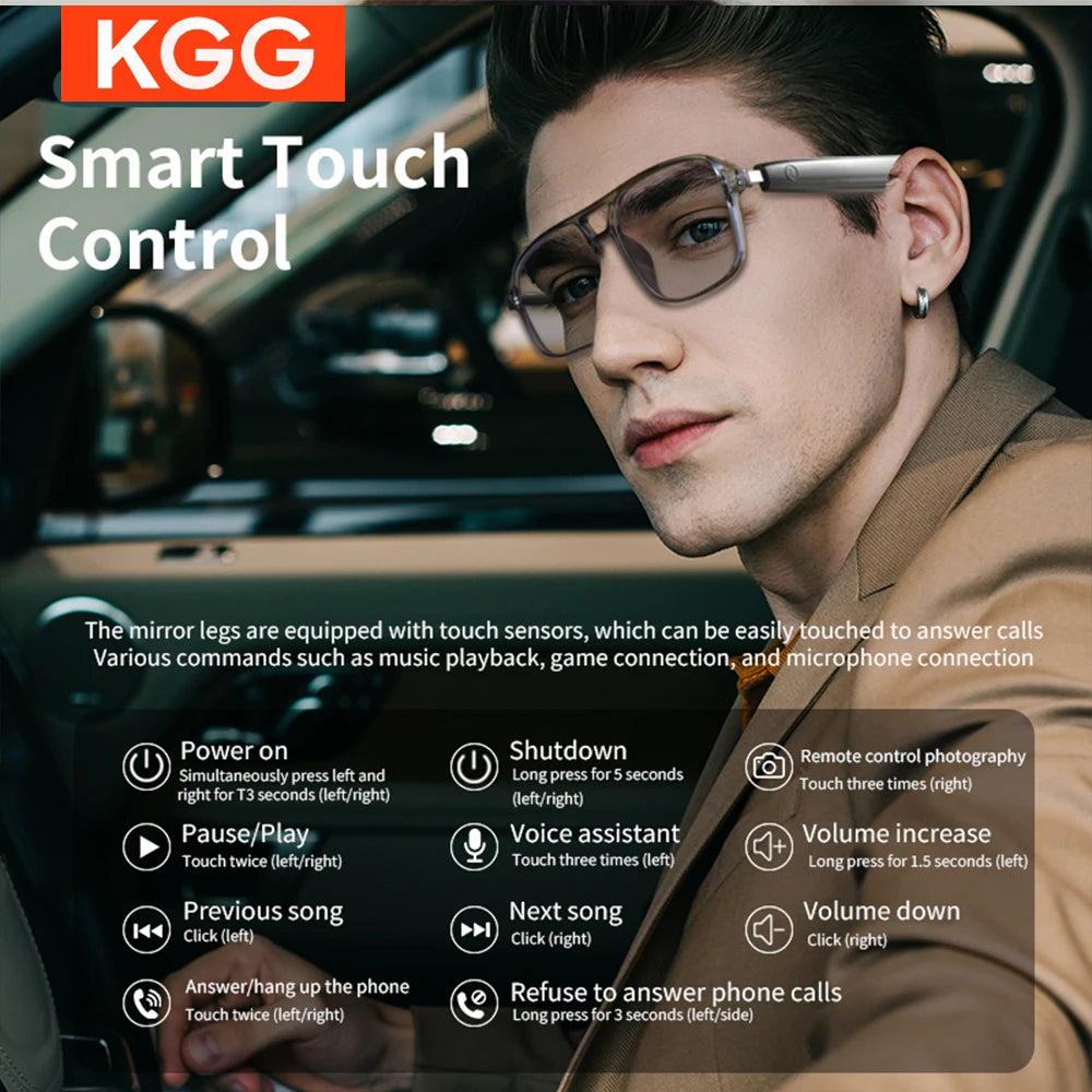 Smart Glasses GS10 – Color-Changing Bluetooth Glasses with Call, Voice Assistant, Camera & Music Playback for Men & Women