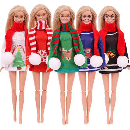 Doll Christmas Sweater & Scarf – 11.8 Inch 1/6 BJD Doll Clothes Accessories for Girls