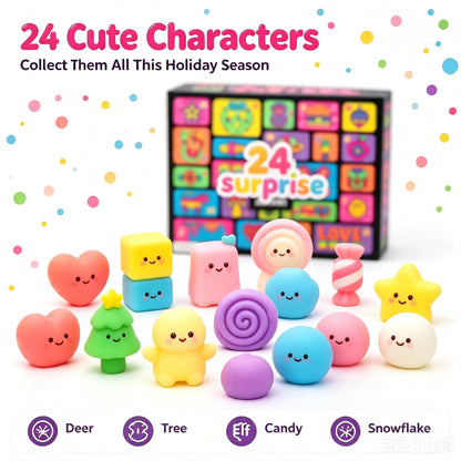 24PCS Squishy Fidget Advent Calendar - Cute Slow-Rebound Anxiety Relief Mystery Gift Box