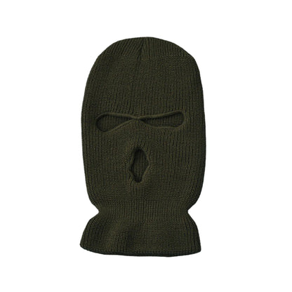 Motorcycle Windproof Full Face Knit Hat - Custom Ski Mask for Men, Warm Wool Balaclava with 3 Holes, Embroidered Winter Ski Mask