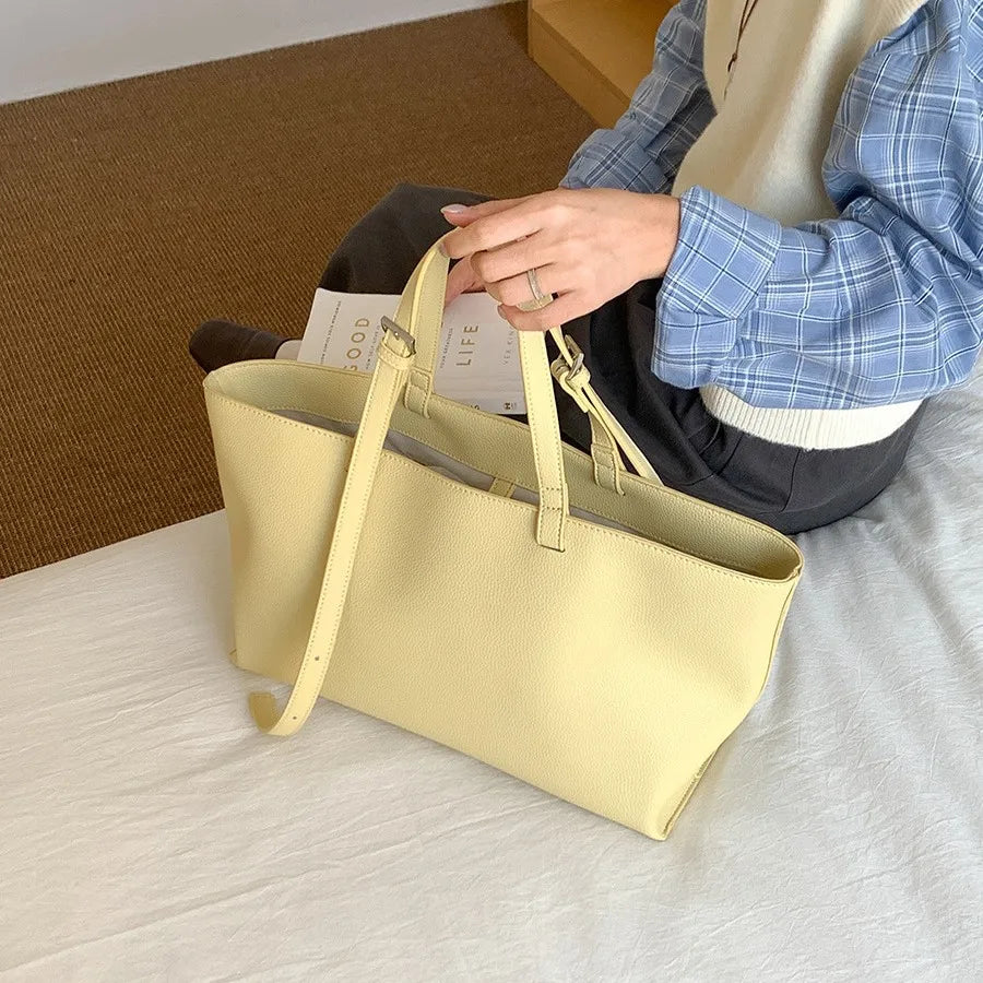 Women's Casual PU Leather Tote Bag – Soft Shoulder Handbag Large Capacity Shopper Purse 2026 New