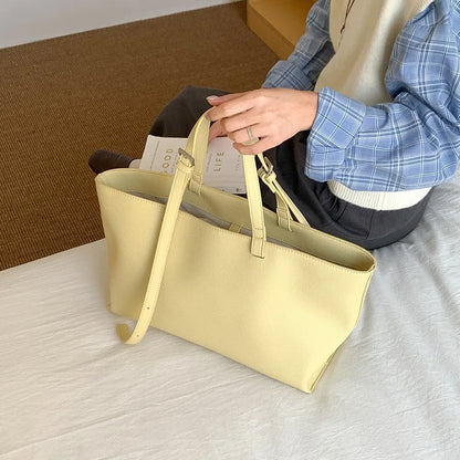 Women's Casual PU Leather Tote Bag – Soft Shoulder Handbag Large Capacity Shopper Purse 2026 New