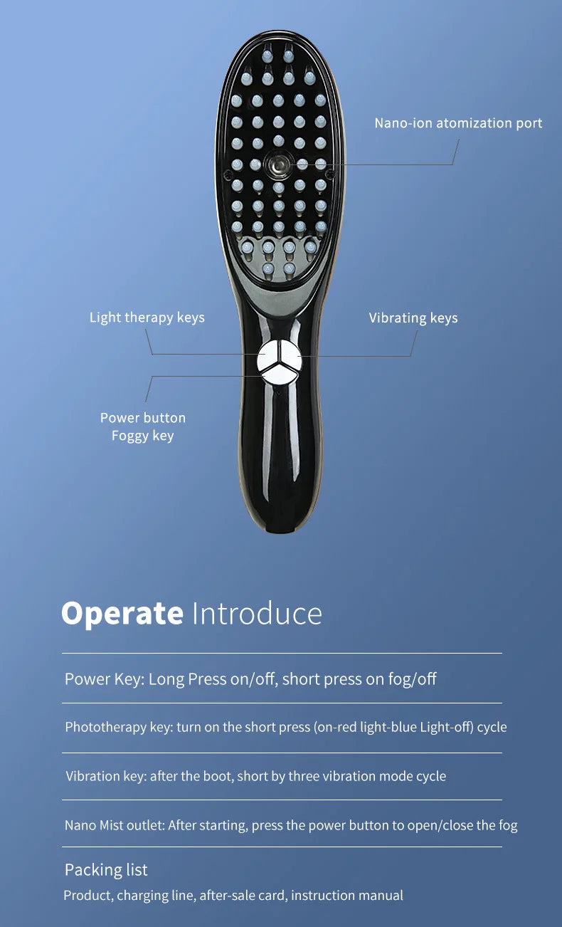 Electric Spray Massage Comb – LED Vibration Hair Growth Massager with Anti-Hair Loss Scalp Atomizer