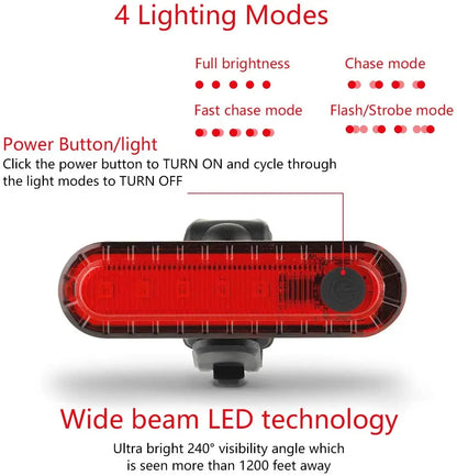 USB Rechargeable Ultra Bright Rear Bike Tail Light – Easy Install Cycling Safety Taillight for Bicycle Night Riding Accessory