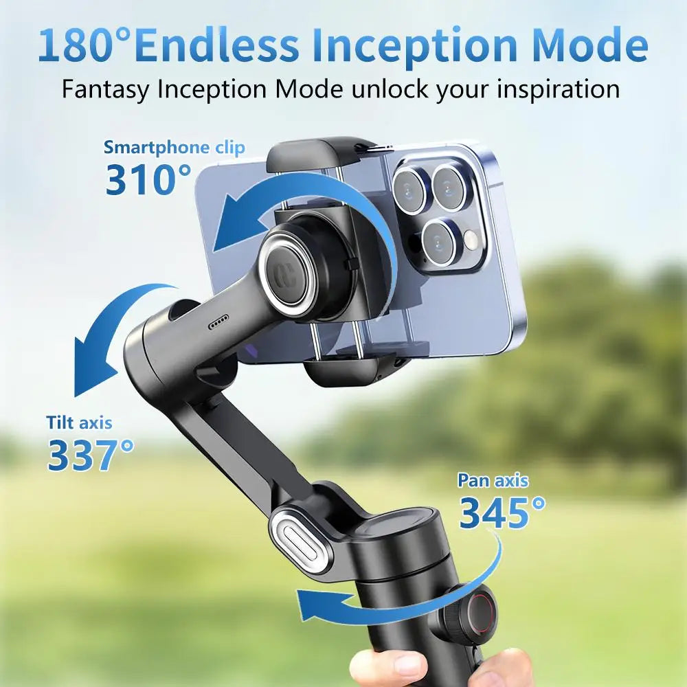 AOCHUAN 3-Axis Handheld Gimbal Stabilizer – Smartphone Stabilizer with Fill Light, Face Tracking for iPhone & Android, Tiktok & Vlog Smart XE
