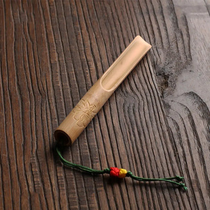 Japanese-Style Natural Bamboo Rattan Tea Scoop – Tea Shovel, Leaves Chooser, Honey & Coffee Spoon, High-Quality Holder