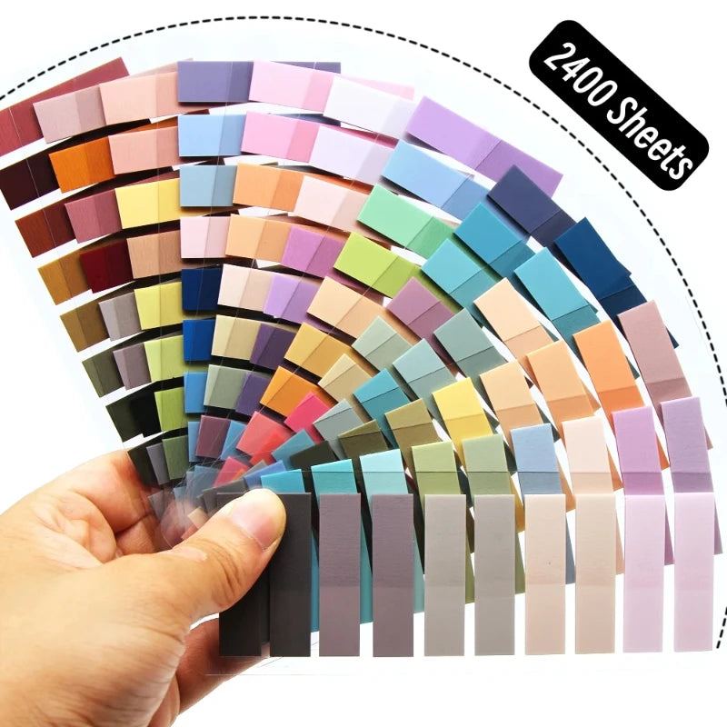 2400PCS Transparent Colorful Sticky Notes – Self-Adhesive Index Memo Pads for Office, School & Creative Stationery Use