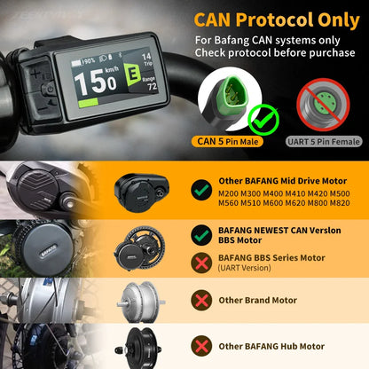 Bafang DP C080.CB E-Bike Display - CAN Protocol Triangle Plug with Type-C Charging Port for M500 M600 G510 M620 M420 M300