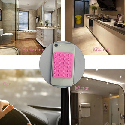 Silicone Suction Cup Phone Case Mount - Double-Sided Hands-Free Strong Holder for iPhone & Android Car Mirror Kitchen Bathroom Use