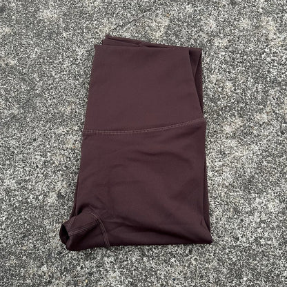 High Waist Women's Yoga Leggings - Solid Color Cropped Gym & Training Pants with Back Pocket