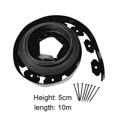5M/10M Plastic Garden Lawn Edging Border – Flexible Landscape Barrier Kit with Anchoring Spikes, Easy Install Garden Edge Divider