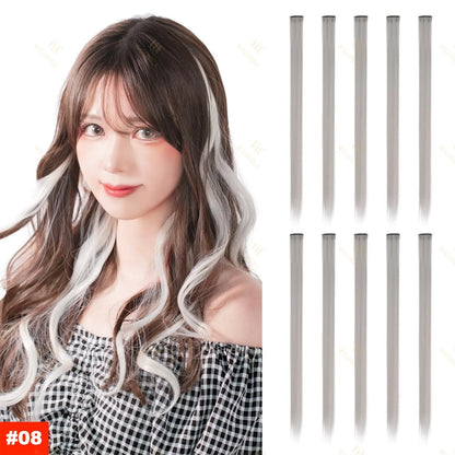 18-Color Clip-In Hair Extensions – 22 Inch Long Straight Synthetic Wig with High Gloss for Women & Children