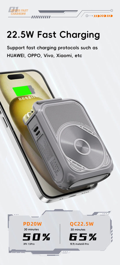 20000mAh Magnetic Wireless Power Bank – 10000mAh Portable Fast Charging Stand with USB Cable for iPhone, Samsung, Xiaomi