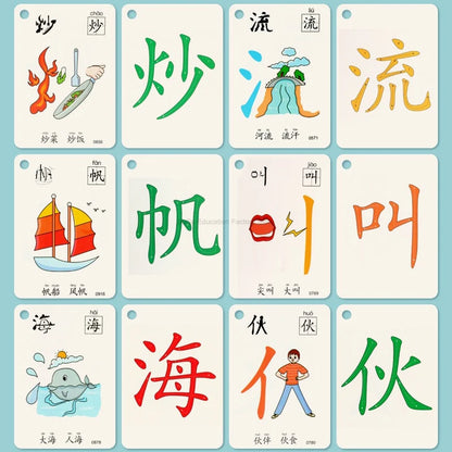 250-Word Picture Learning Cards for Kids – Hanzi, Pinyin & Literacy Enlightenment Flashcards for Kindergarten Education