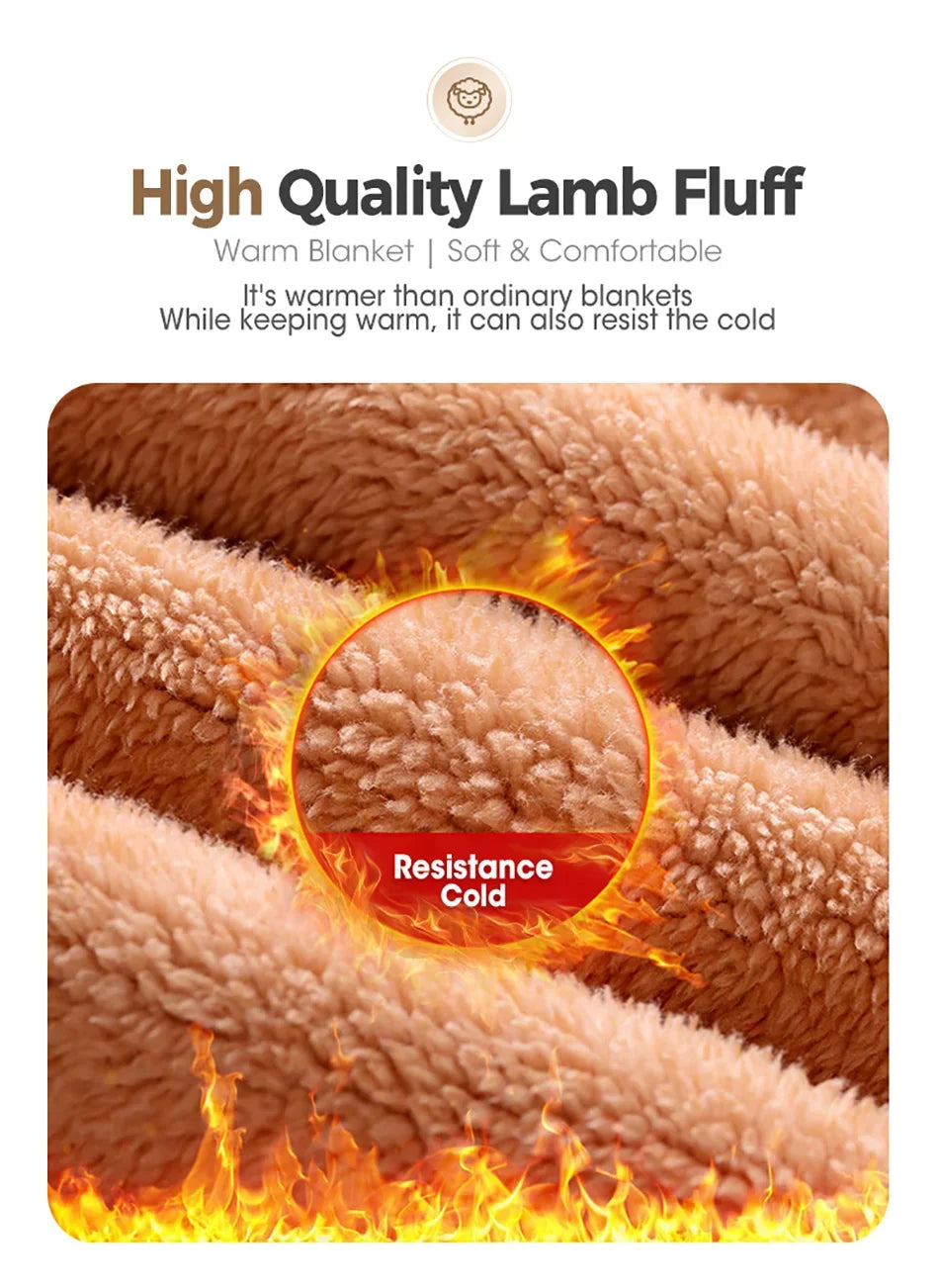 Wool Throw Blanket – Double-Sided Warm Winter Bedspread for Queen Beds & Camping